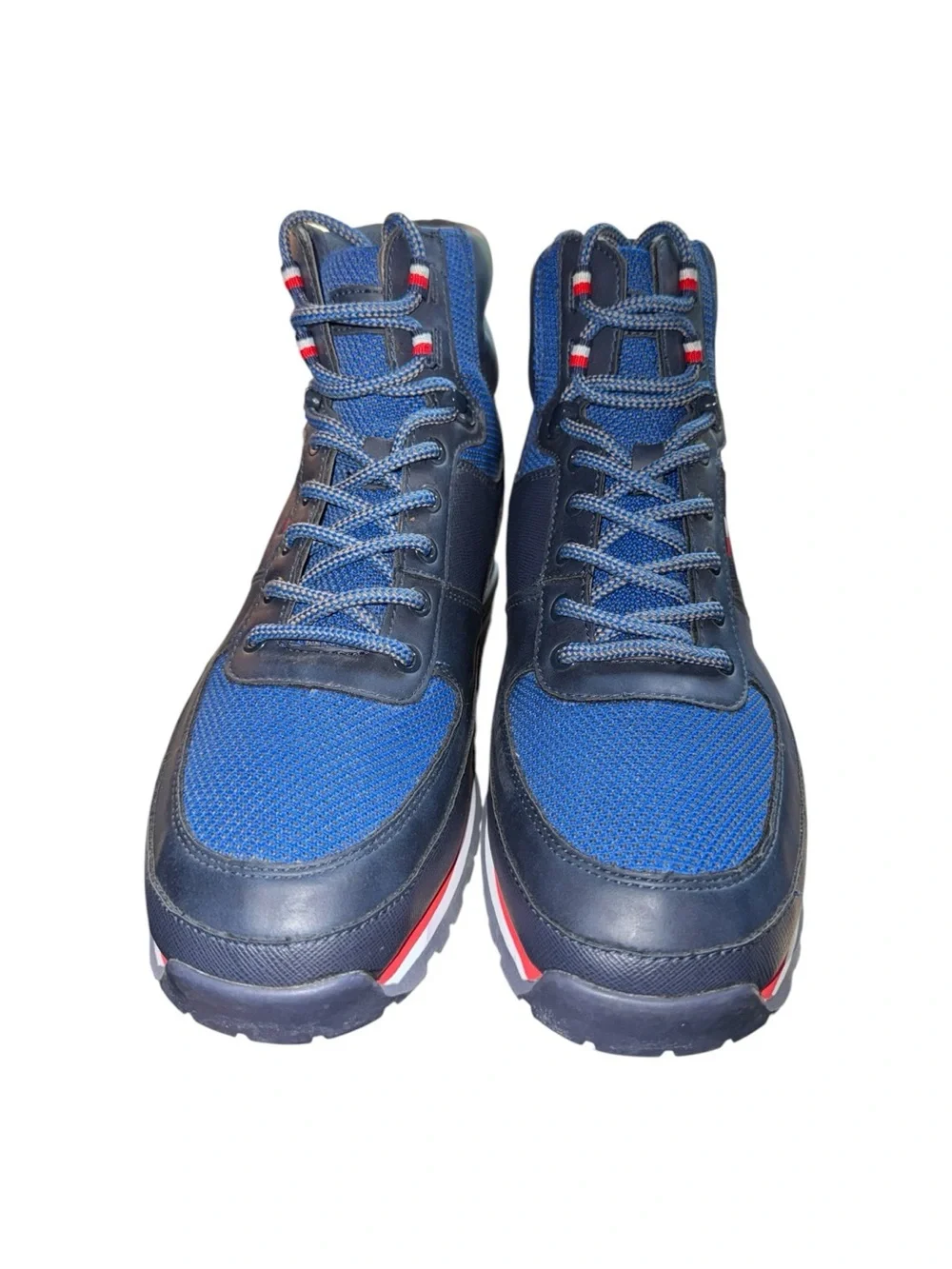 Men’s Tommy Hilfiger “Morien” Navy Blue High-Top Red/White Trim Hiker Boots - 10
